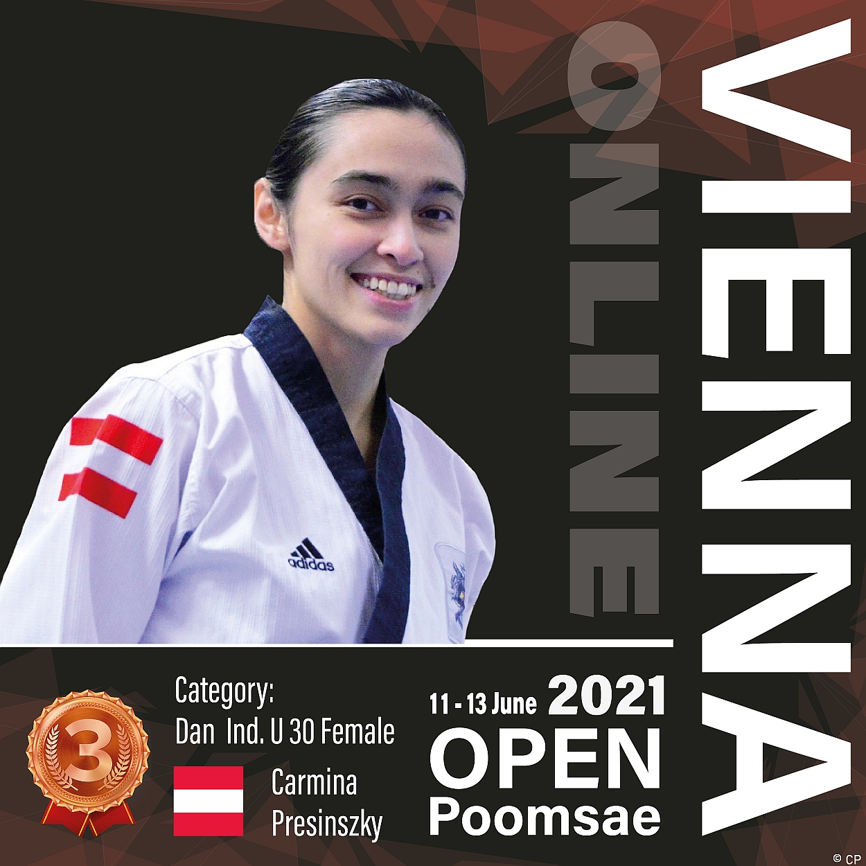 Foto: Bronzemedaille für Carmina Presinszky bei den Vienna International Open Poomsae Championships 2021