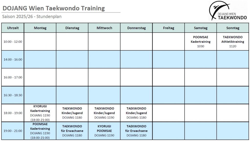Bild: DOJANG Wien Taekwondo - Stundenplan