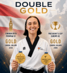Foto: Doppel-Gold bei London Open Presidents Cup Europe - Poomsae 2026 für Carmina Presinszky © Peter Nestler